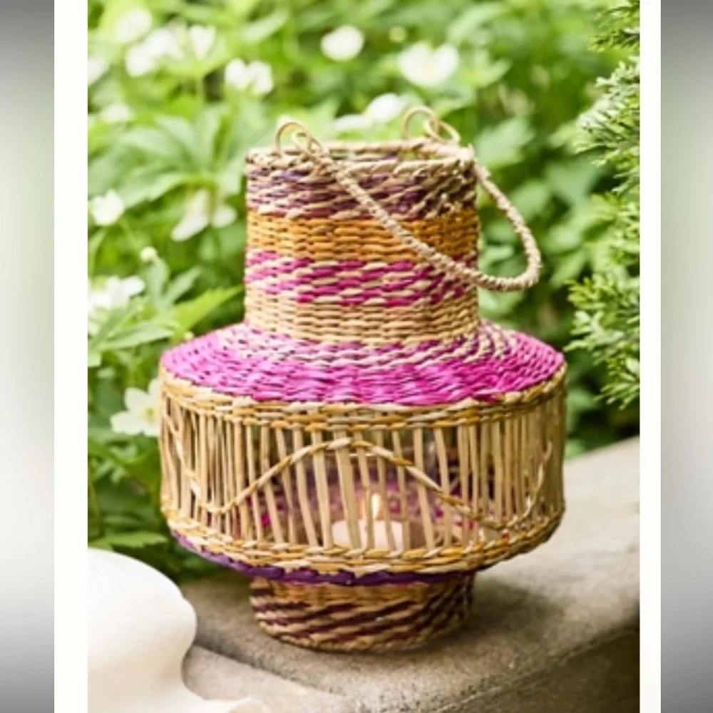 Anthropologie COLORFUL SEAGRASS LANTERN Style No. 95858452 Color: Pink